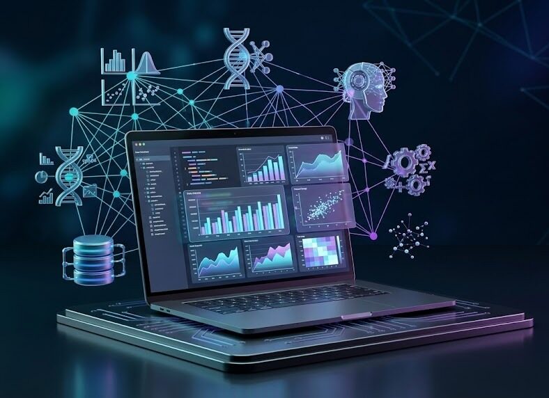 Data science analytics and machine learning illustration
